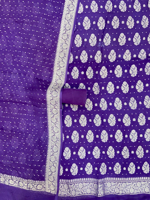 Purple Pure Khaddi Georgette Banarasi Suit