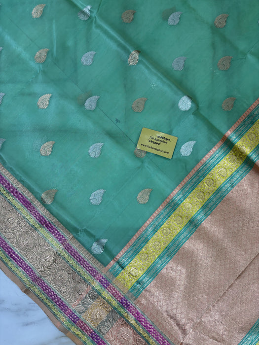 Pure Kora Banarasi Handloom Saree - Sona Roopa Work