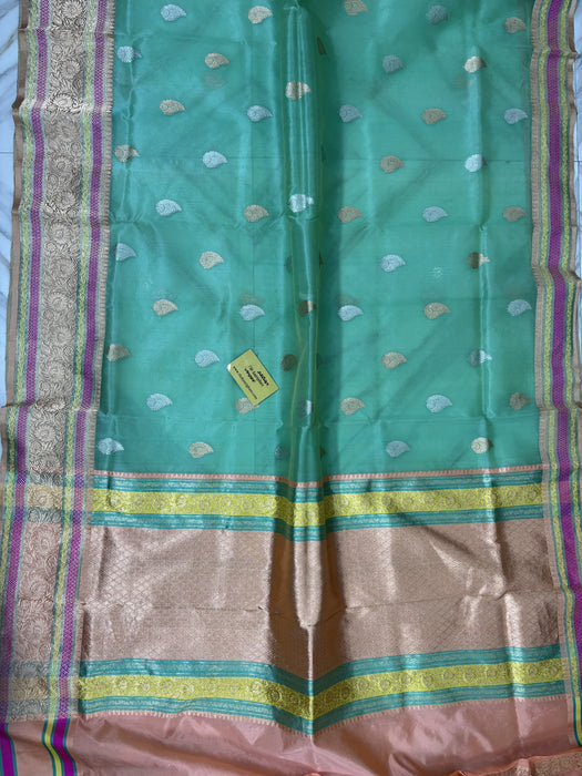 Pure Kora Banarasi Handloom Saree - Sona Roopa Work