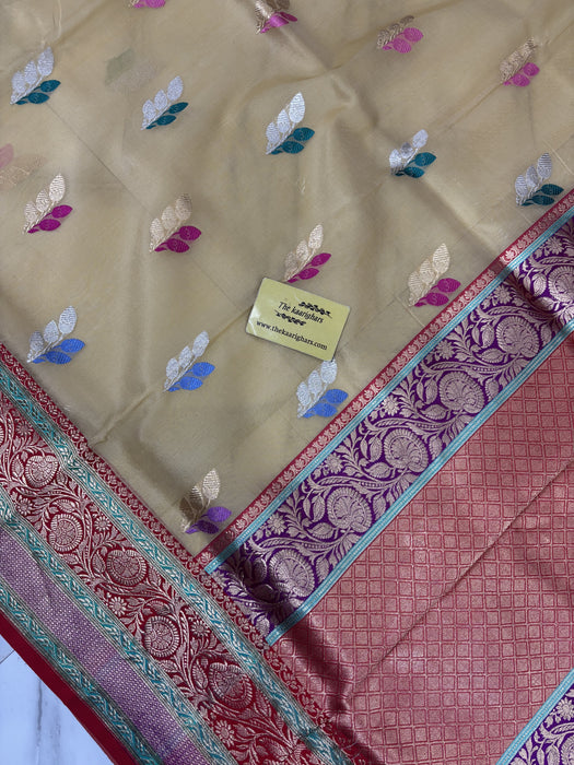 Pure Kora Banarasi Handloom Saree - Sona Roopa Work