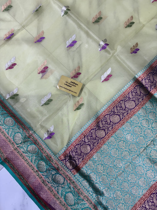 Pure Kora Banarasi Handloom Saree - Sona Roopa Work