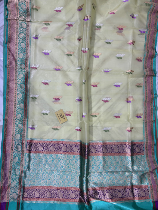 Pure Kora Banarasi Handloom Saree - Sona Roopa Work