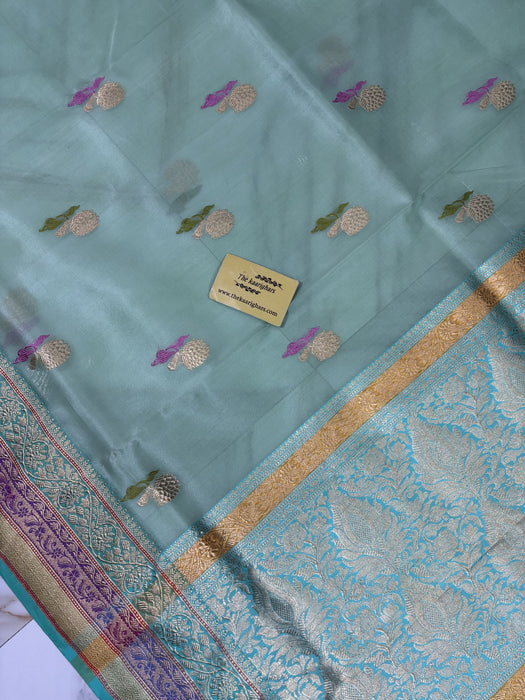 Pure Kora Banarasi Handloom Saree - Sona Meenakari Work