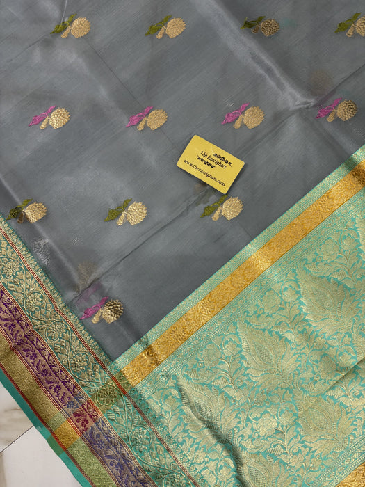 Pure Kora Banarasi Handloom Saree - Sona Meenakari Work