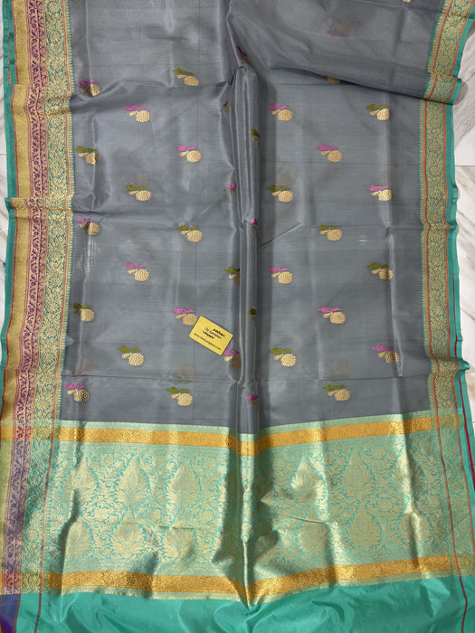 Pure Kora Banarasi Handloom Saree - Sona Meenakari Work