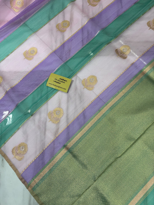 Rangkat Pure Kora Banarasi Handloom Saree - Sona Roopa Work