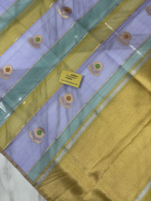 Rangkat Pure Kora Banarasi Handloom Saree - Sona Meenakari Work