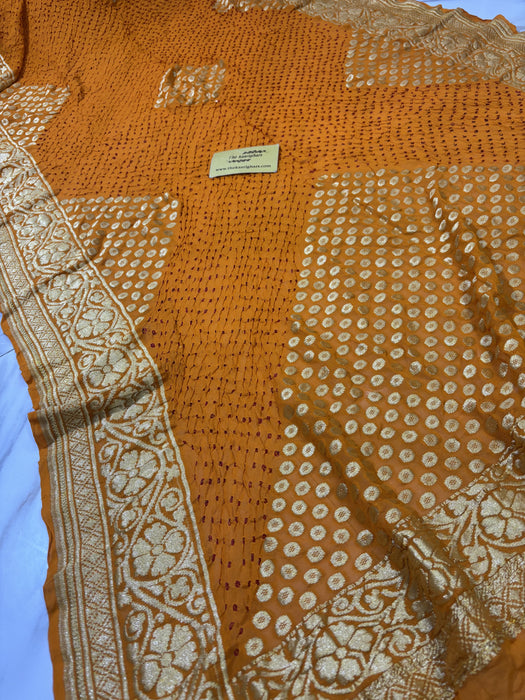 Pure Georgette Bandhani Banarasi Handloom Dupatta