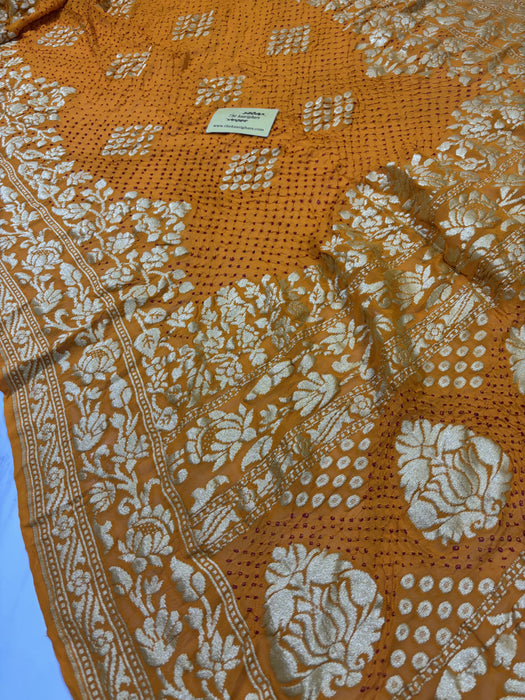 Pure Georgette Bandhani Banarasi Handloom Dupatta
