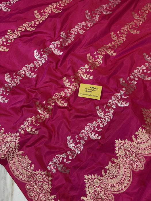 Rani Pure Katan Banarasi Handloom Saree - Kadiyal Sona Roopa Work
