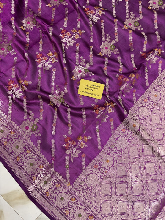 Magenta Pure Chiniya Banarasi Handloom Saree