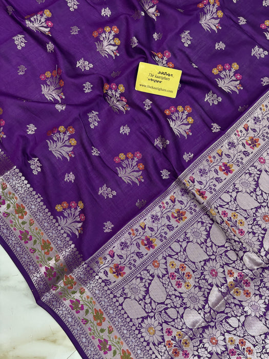 Purple Pure Chiniya Banarasi Handloom Saree