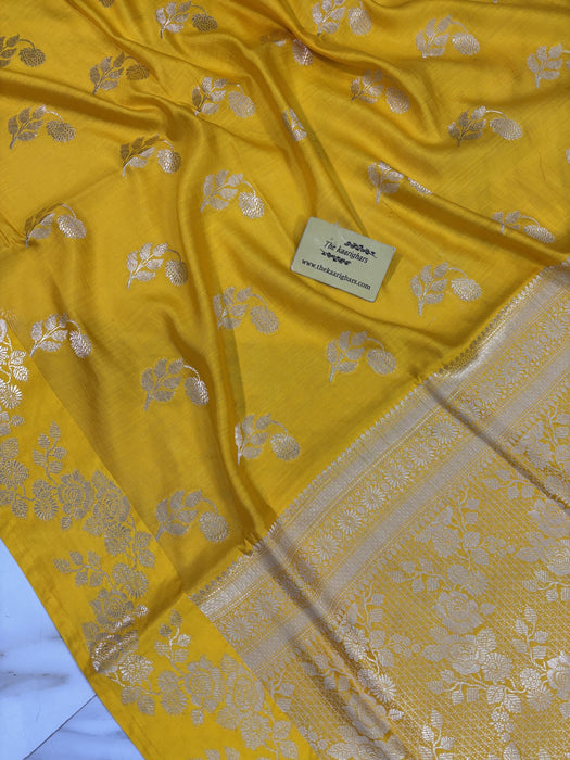 Yellow Pure Chiniya Banarasi Handloom Saree