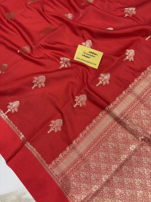 Red Pure Chiniya Banarasi Handloom Saree