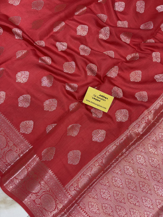 Red Pure Chiniya Banarasi Handloom Saree