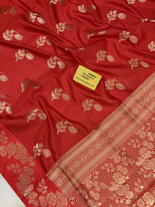 Red Pure Chiniya Banarasi Handloom Saree