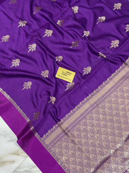 Deep Purple Pure Chiniya Banarasi Handloom Saree