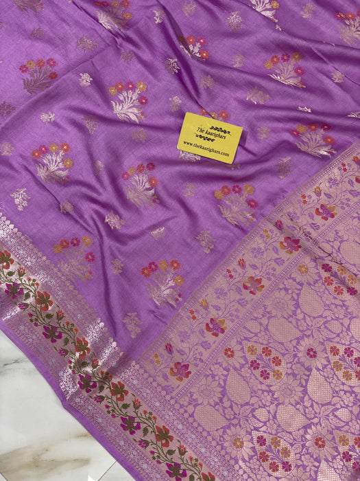 Italian Lavender Pure Chiniya Banarasi Handloom Saree