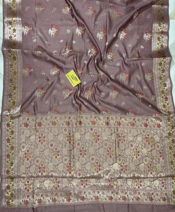 New Rose Pure Chiniya Banarasi Handloom Saree