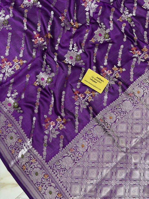 Purple Pure Chiniya Banarasi Handloom Saree