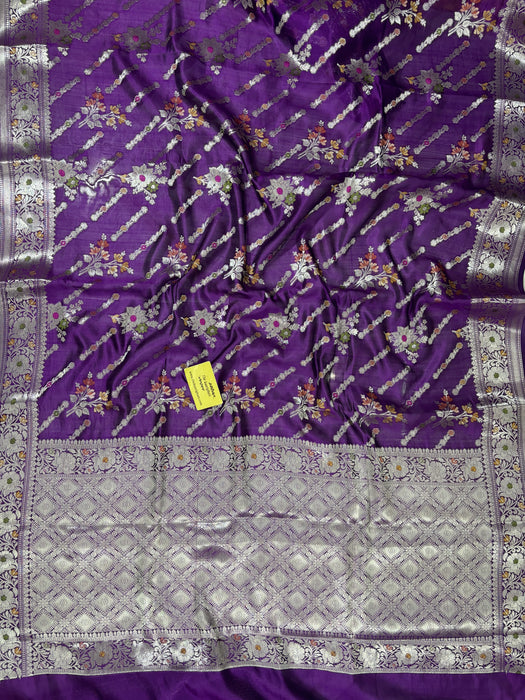 Purple Pure Chiniya Banarasi Handloom Saree