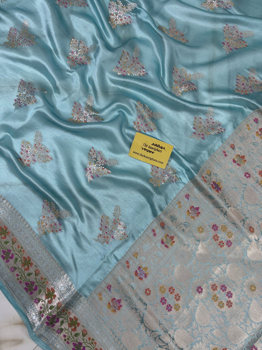 Glacier Pure Chiniya Banarasi Handloom Saree