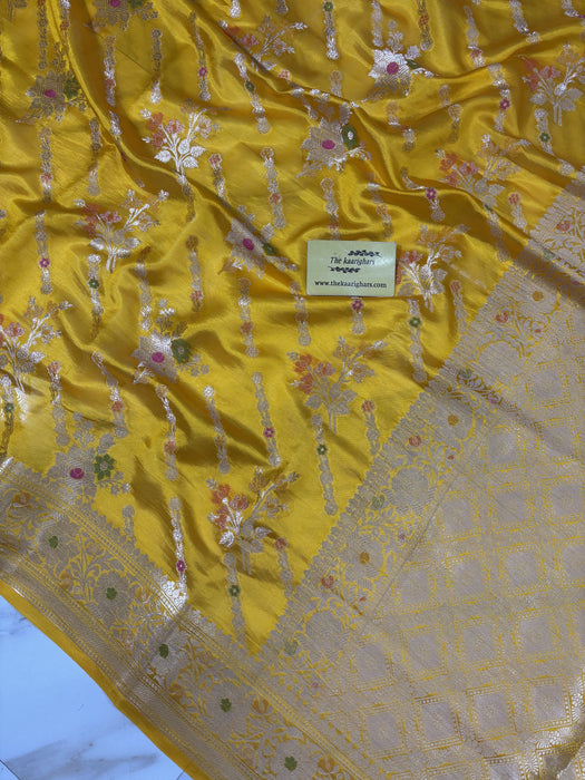 Mustard Pure Chiniya Banarasi Handloom Saree