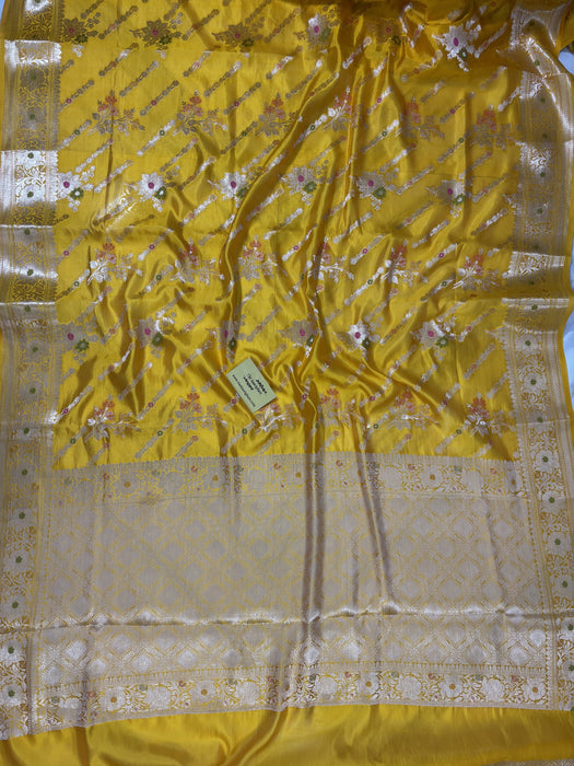 Mustard Pure Chiniya Banarasi Handloom Saree