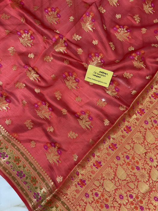 Red Pure Chiniya Banarasi Handloom Saree