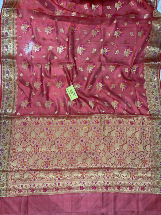 Red Pure Chiniya Banarasi Handloom Saree