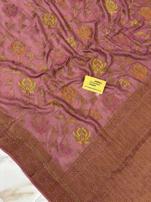 Pink Pure Moonga Banarasi Handloom Saree