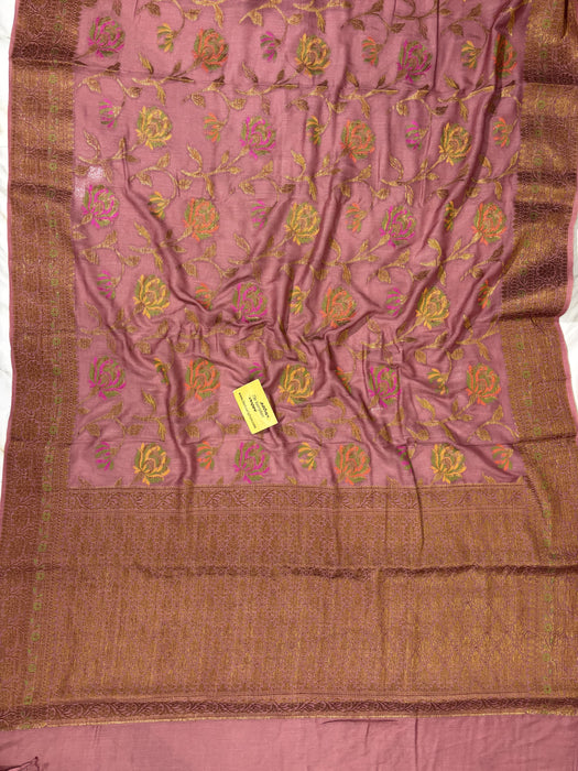 Pink Pure Moonga Banarasi Handloom Saree