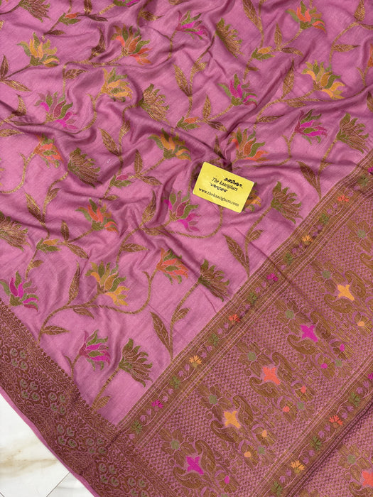 Pink Pure Moonga Banarasi Handloom Saree