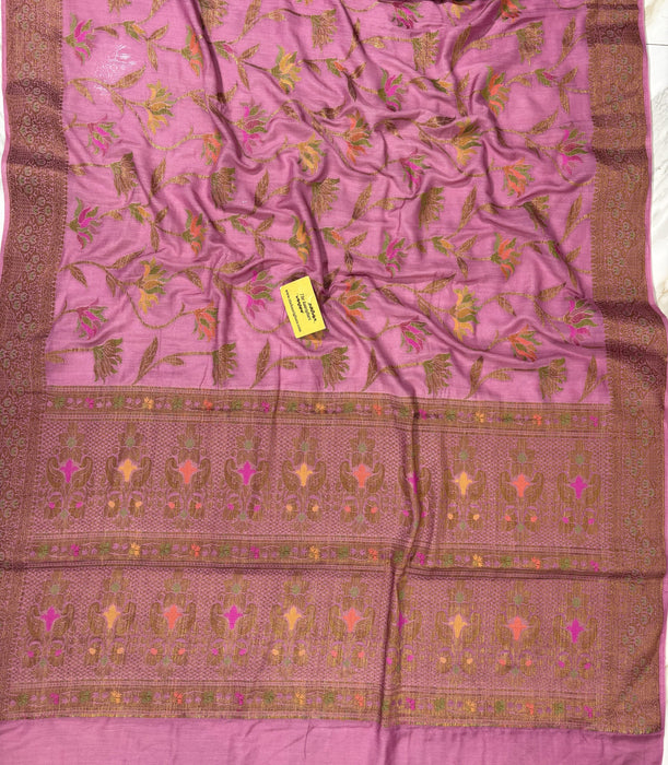 Pink Pure Moonga Banarasi Handloom Saree