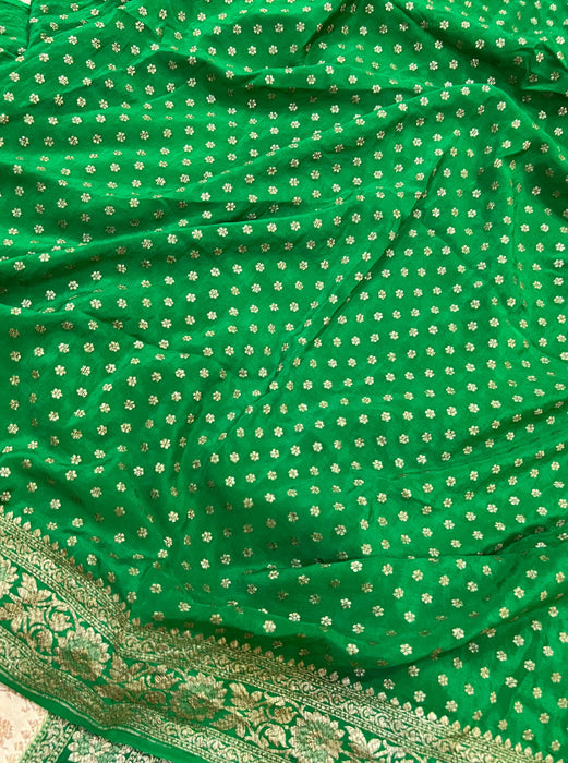 Beige Pure Khaddi Crepe Banarasi Handloom Saree