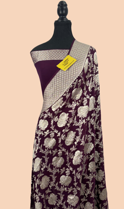 Buy Wine Khaddi Georgette saree