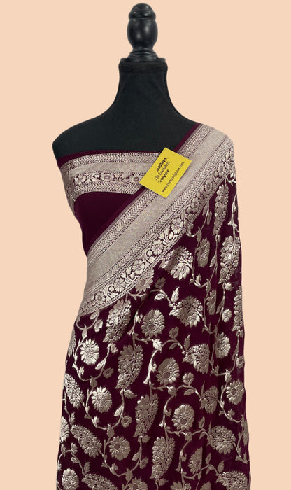 Buy Wine georgette saree