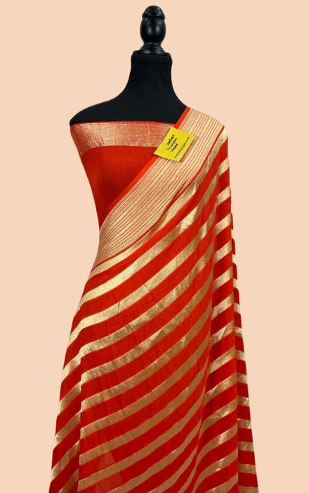 Buy Orange georgette saree in Canada