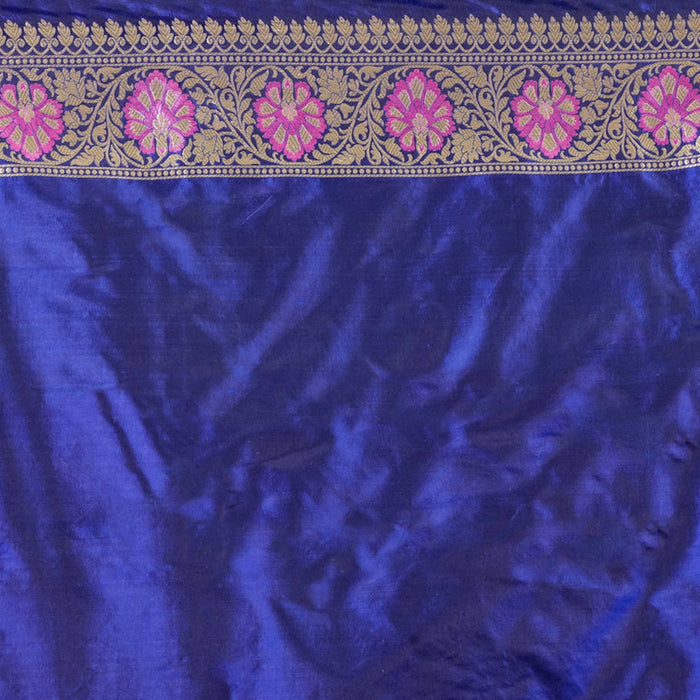 Blue Pure Katan Banarasi Handloom Saree - Meenakari Jaal Work