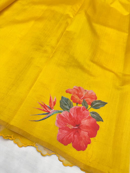 Gold Pure Banarasi Tissue Organza Handloom Saree - Sona Roopa Stripes