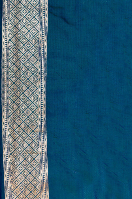 Soft Midnight Pure Katan Banarasi Handloom Saree - Sona Jaal Work