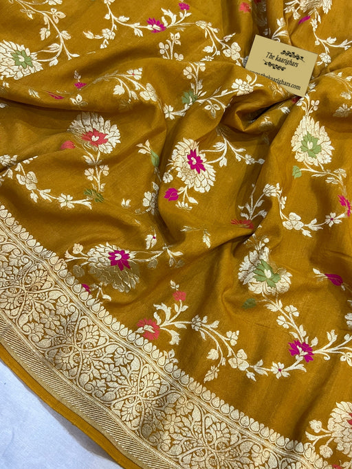 Buy yellow Tussar Georgette saree