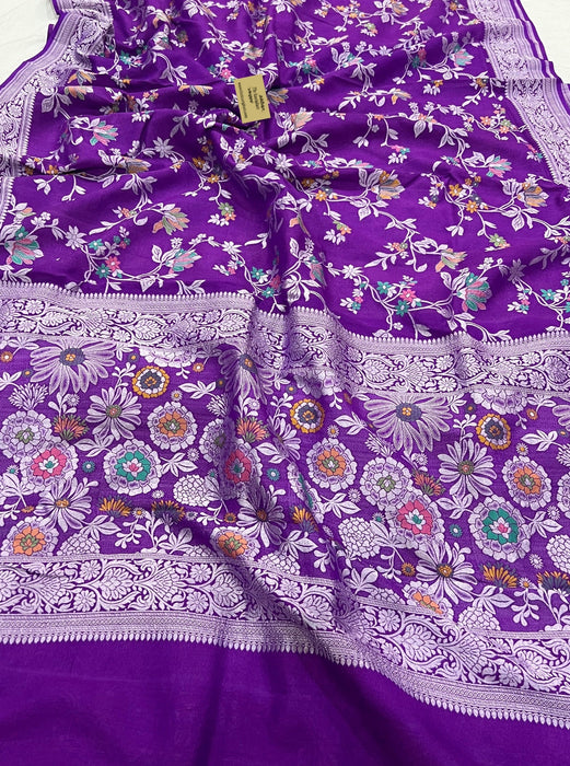 Purple Tussar Georgette Banarasi Saree