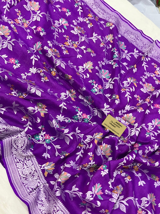 Purple Tussar Georgette Banarasi Saree