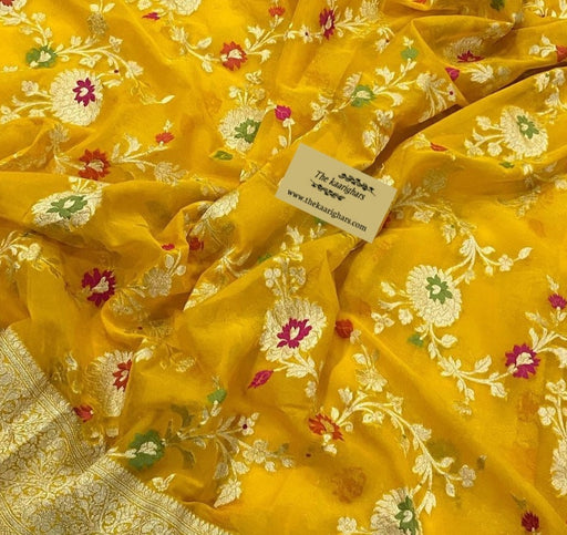 Buy yellow georgette saree