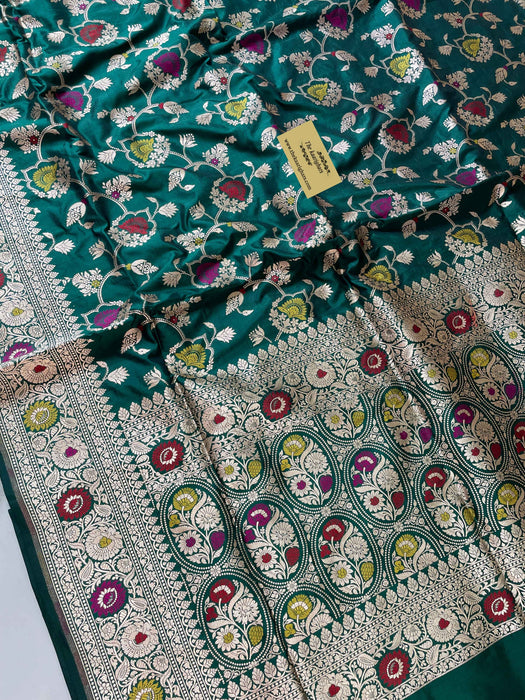 Pure Katan Silk Banarasi Handloom Saree - Meenakari Jaal work