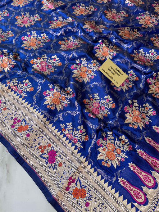 Buy Blue Banarasi Bridal saree