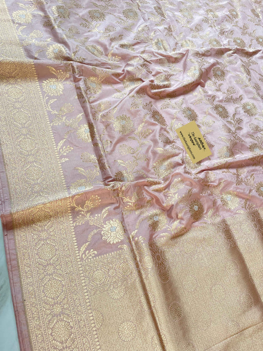 Pure Katan Silk Banarasi Handloom Saree - Sona Roopa Jaal work