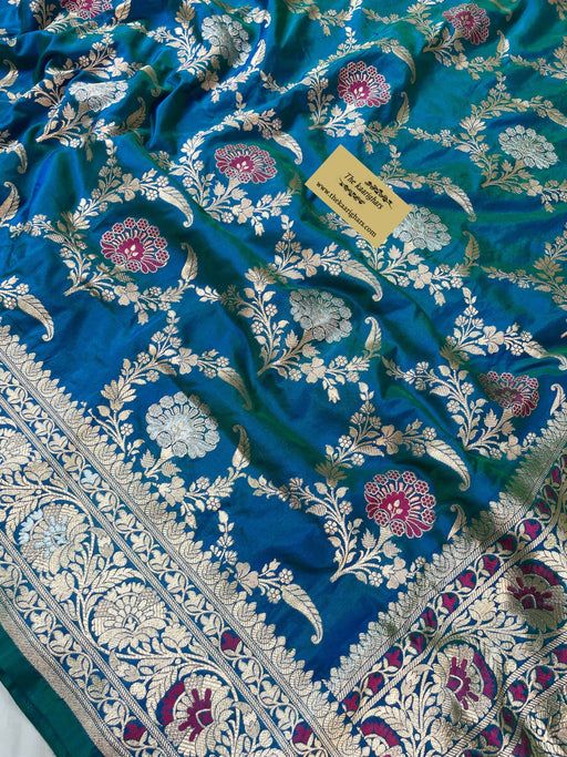 Buy Blue banarasi bridal saree