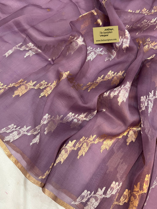 buy lavender kora saree